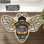 Bee Serve The Lord Personalized Shaped Doormat
