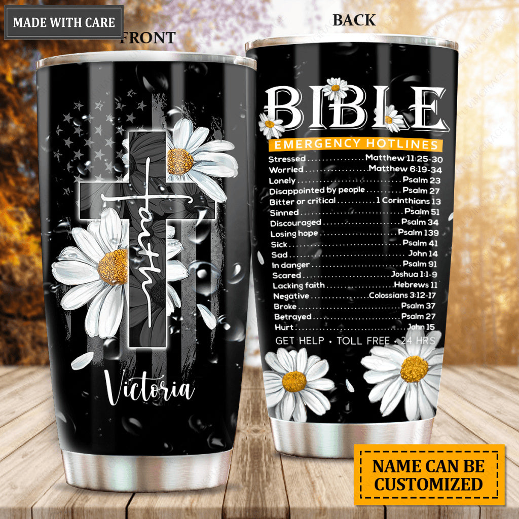 Daisy Cross Bible Emergency Customized Tumbler