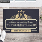 Personalized Elegant Shield Monogram Serve The Lord Doormat