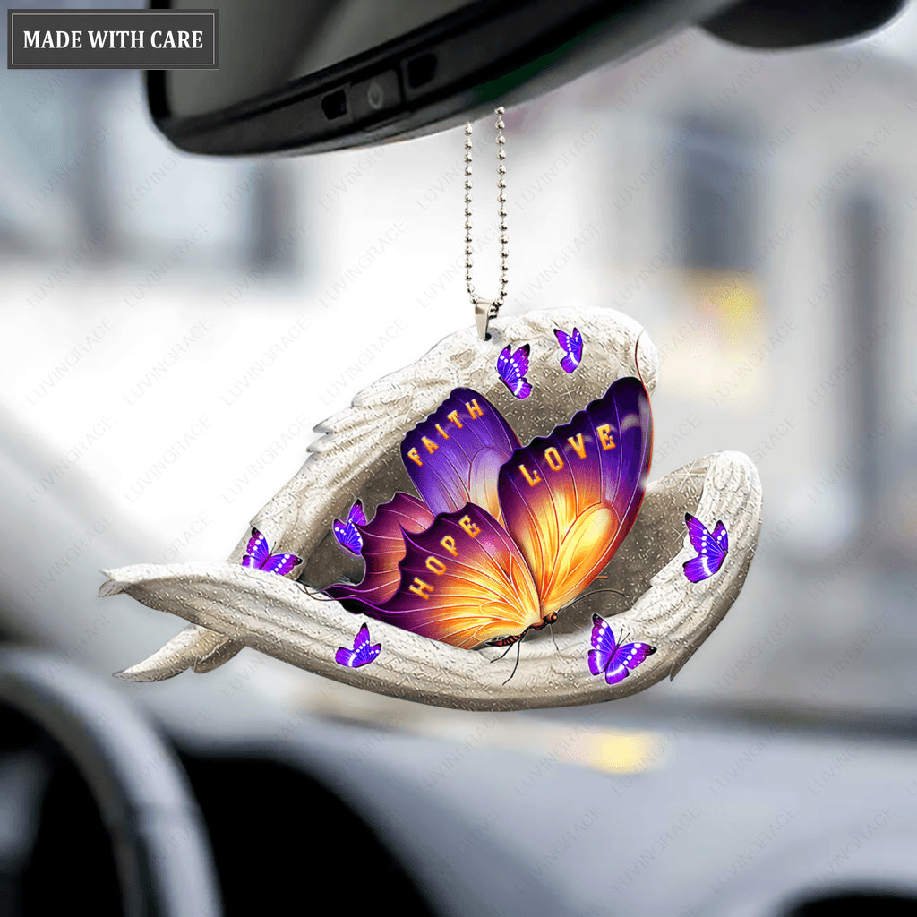Faith Hope Love Butterfly Sleeping Angel Ornament