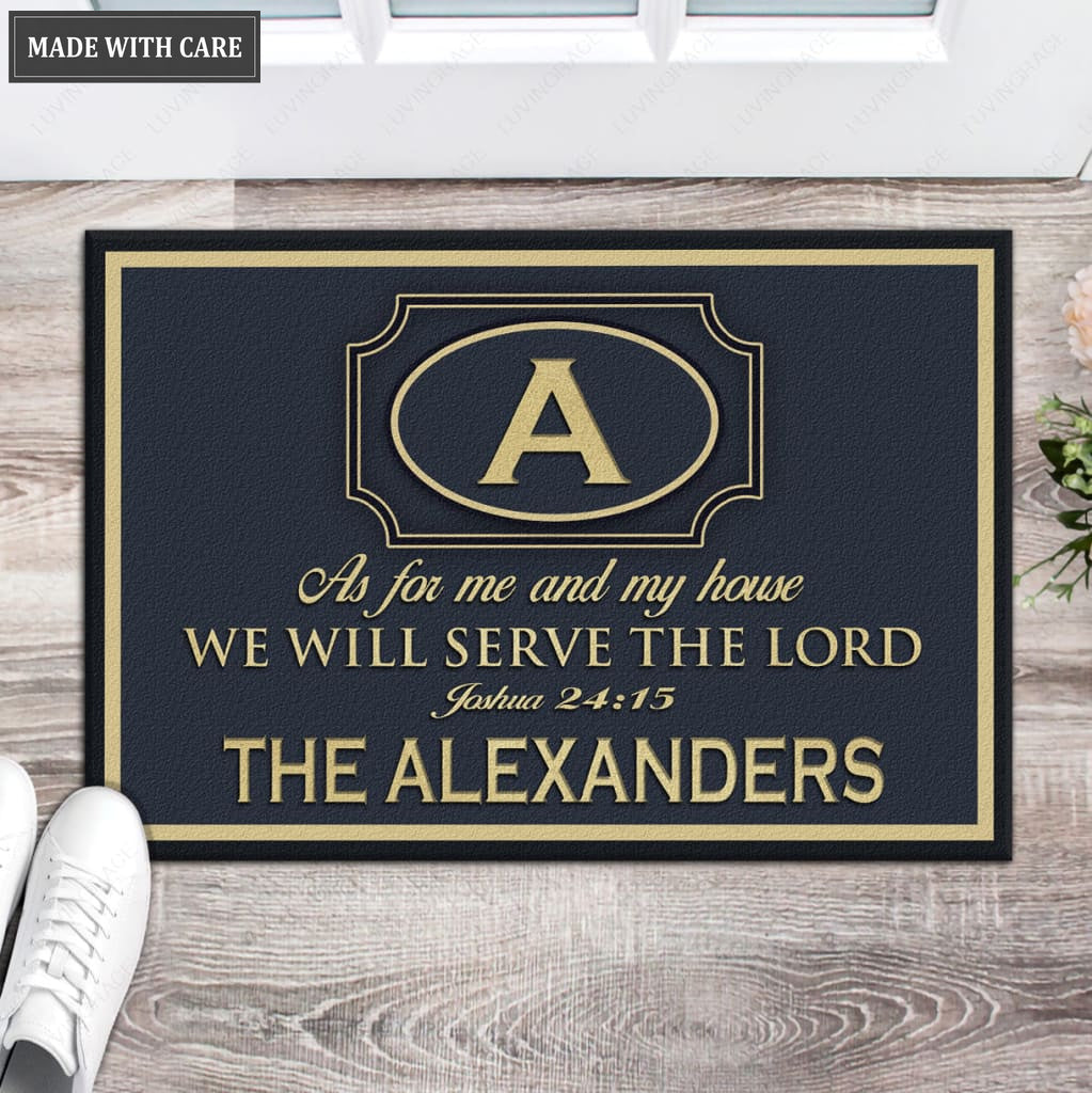 Baxter Monogrammed Serve The Lord Personalized Door Mat