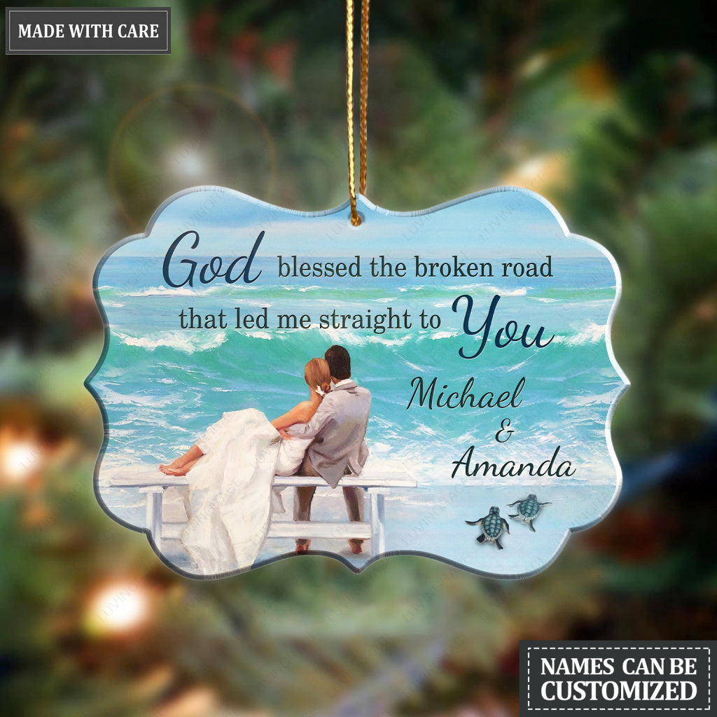 God Blessed Couple In The Beach Personalized Ornament