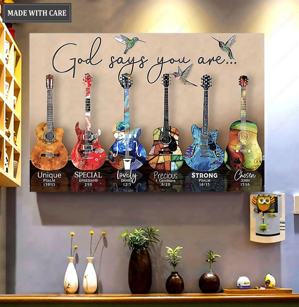 Guitar God Says You Are Unique Special Gallery Wrapped Canvas Prints