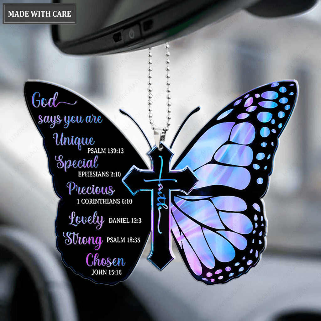 Hologram Magic Butterfly God Says You Are Ornament