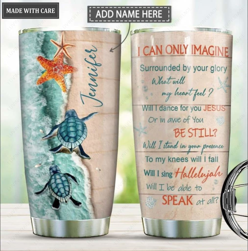 Personalized Will I Stand in Your presence Turtle Customized Tumbler