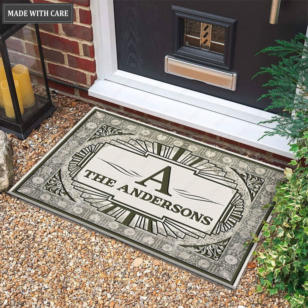 Luvingrace M17 Vintage Monogram Collection Family Name Personalized Doormat