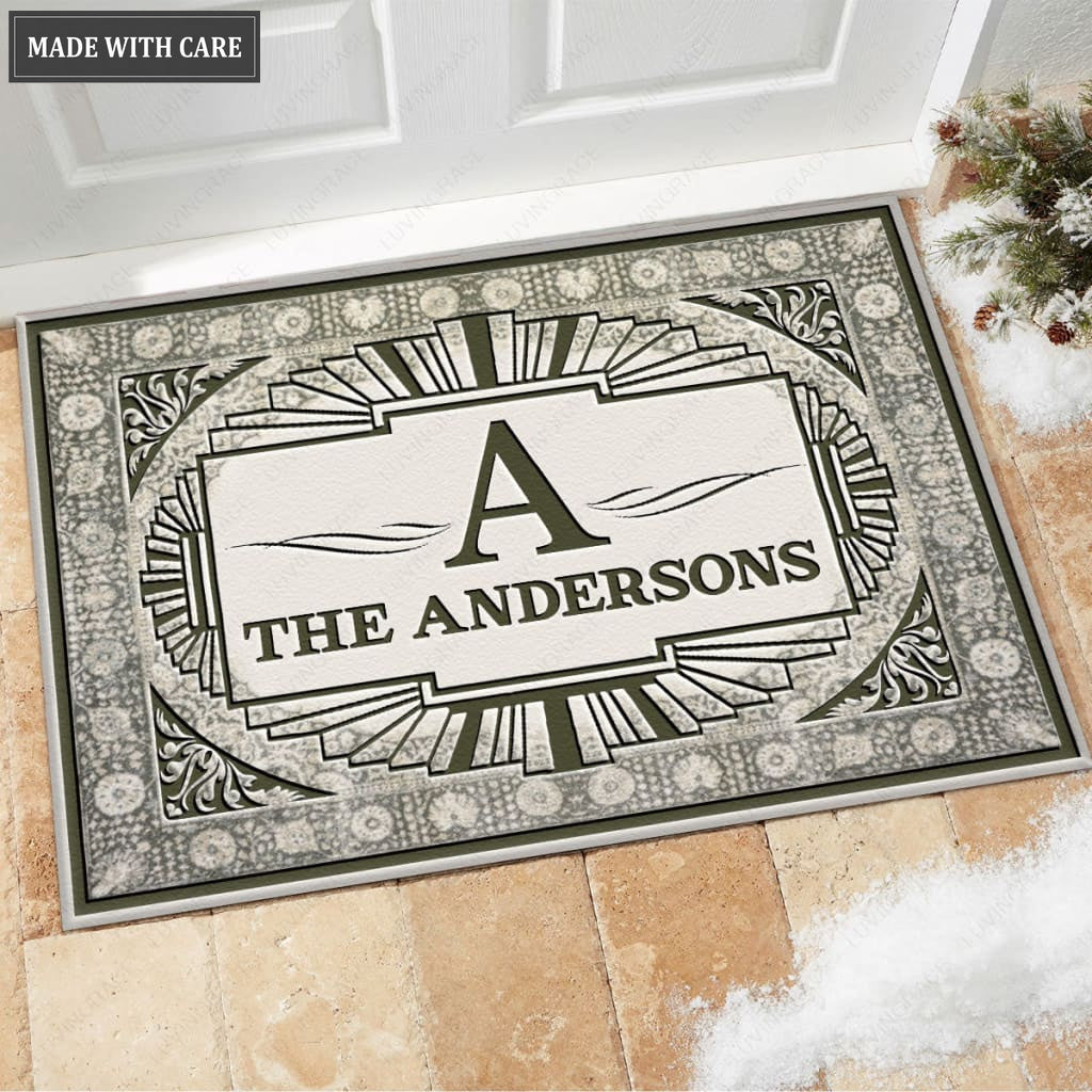 Luvingrace M17 Vintage Monogram Collection Family Name Personalized Doormat