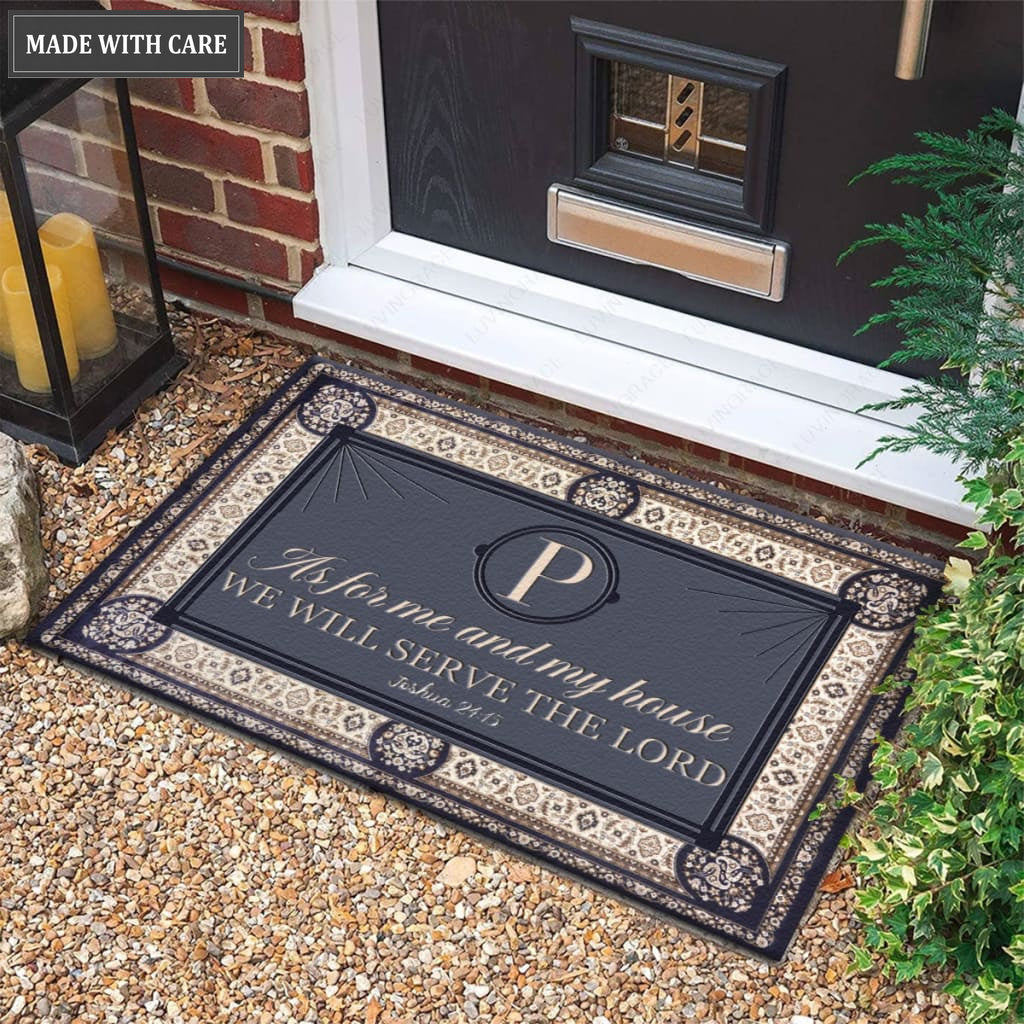 Luvingrace M18 Vintage Monogram Collection As For My House Personalized Doormat