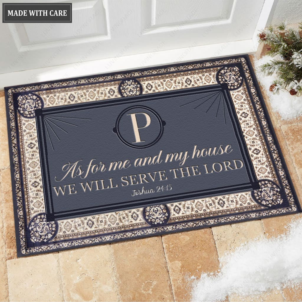 Luvingrace M18 Vintage Monogram Collection As For My House Personalized Doormat