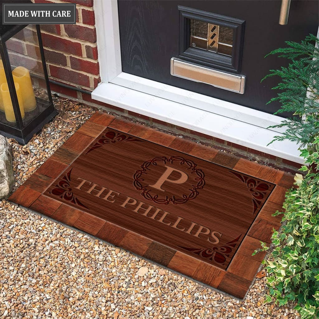 Luvingrace M20 Elegant Monogram Collection Family Name Personalized Doormat