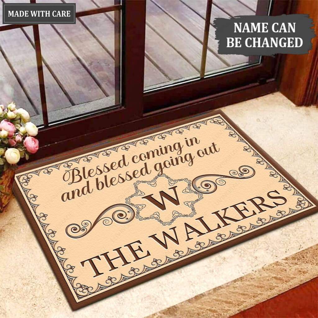 Luvingrace M68 Luxury Monogram Collection Blessed Coming In Personalized Doormat
