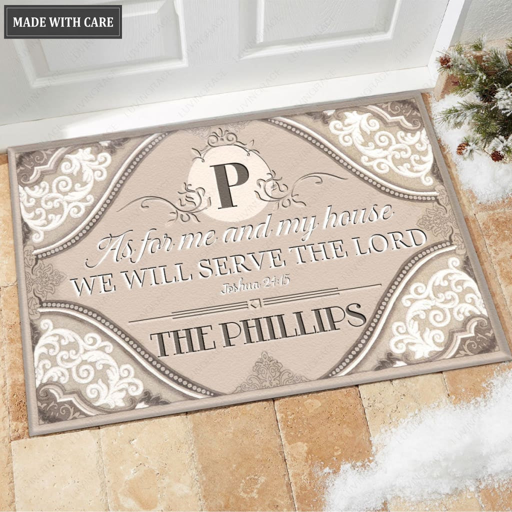 Luvingrace M22 Decorative Monogram Collection As For My House Personalized Doormat