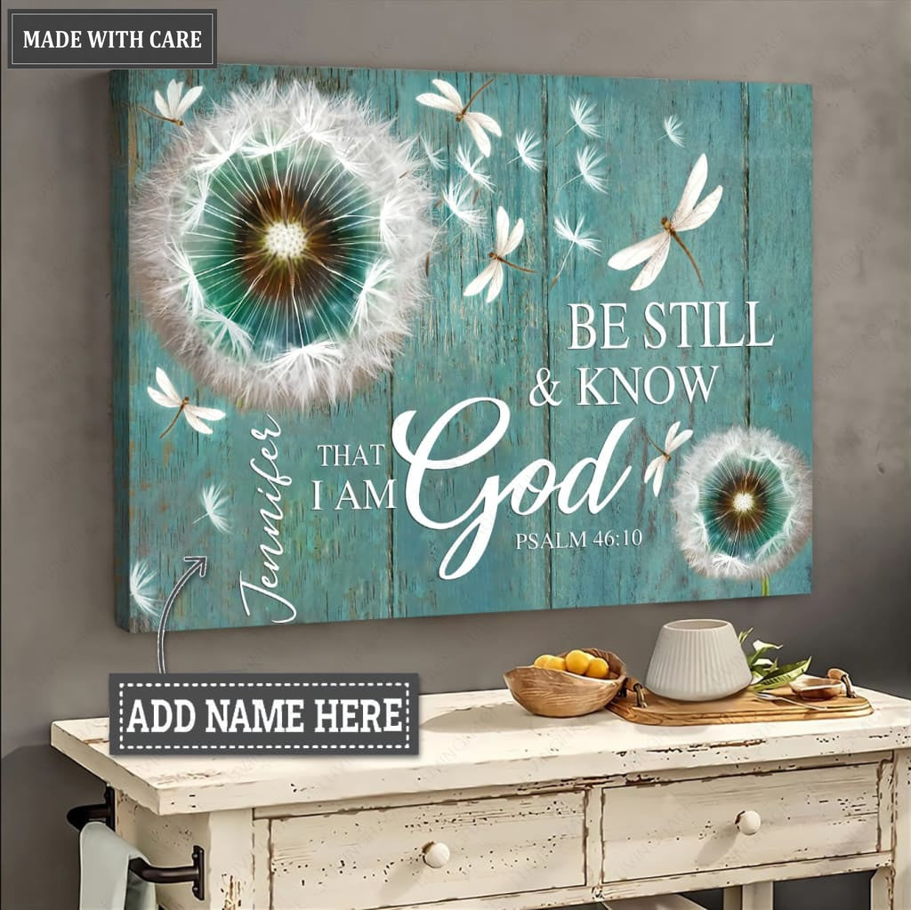 Personalized Be Still Green Wood Dandelion Wall Art