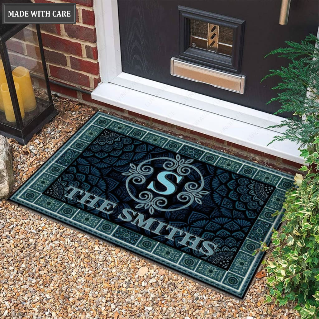 Luvingrace M24 Elegant Monogram Collection Family Name Personalized Doormat