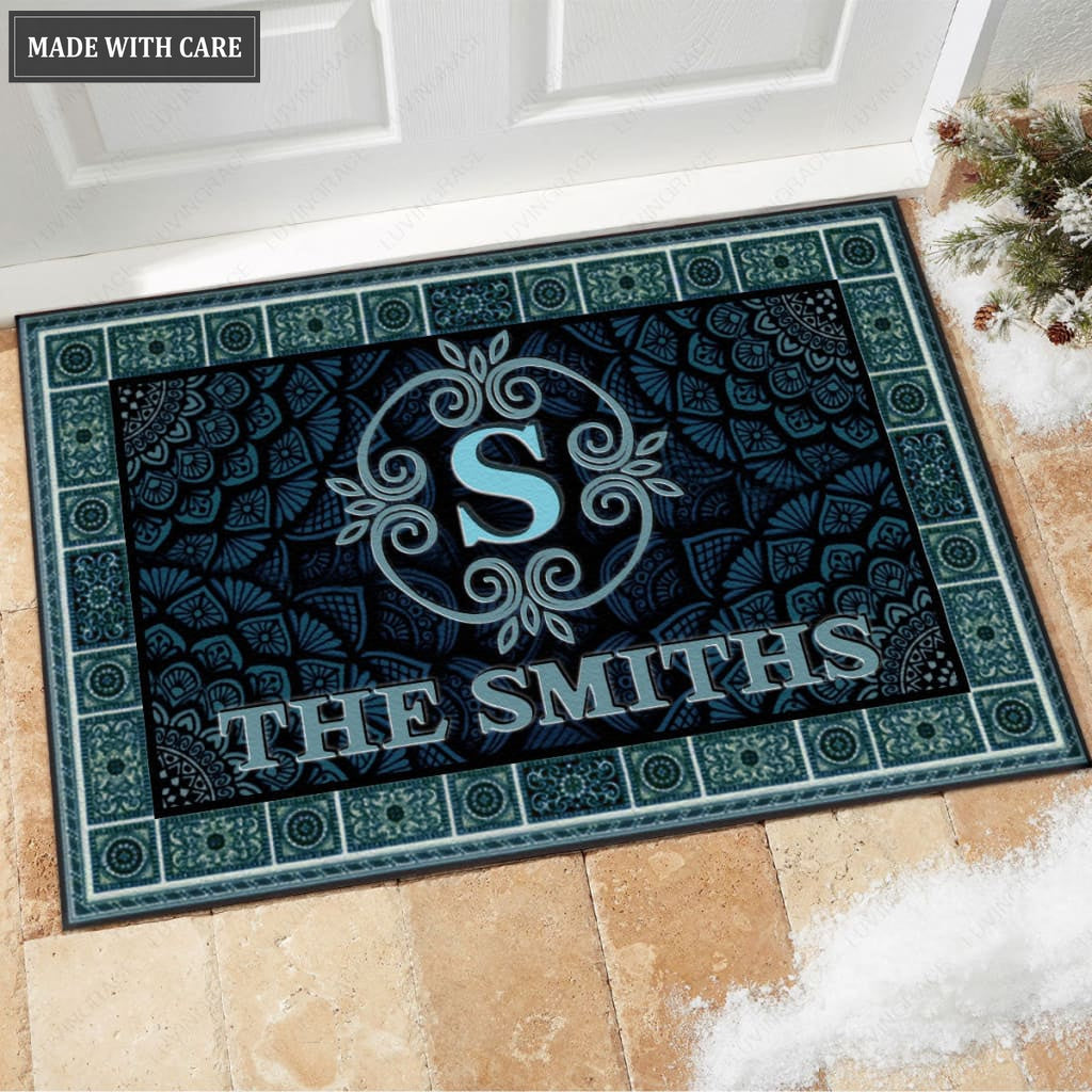 Luvingrace M24 Elegant Monogram Collection Family Name Personalized Doormat