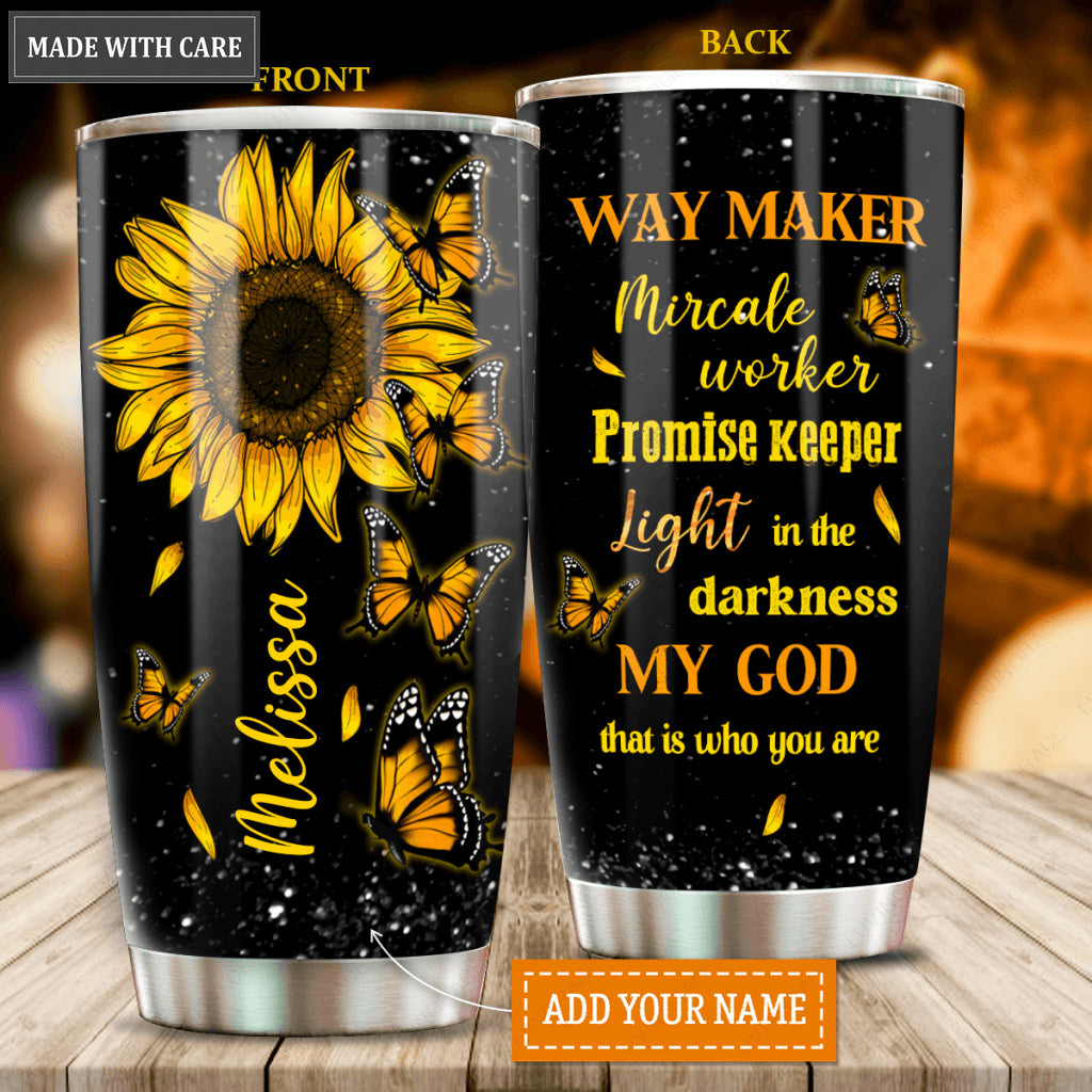 Personalized Golden Sunflowers Butterfly Glory Tumbler
