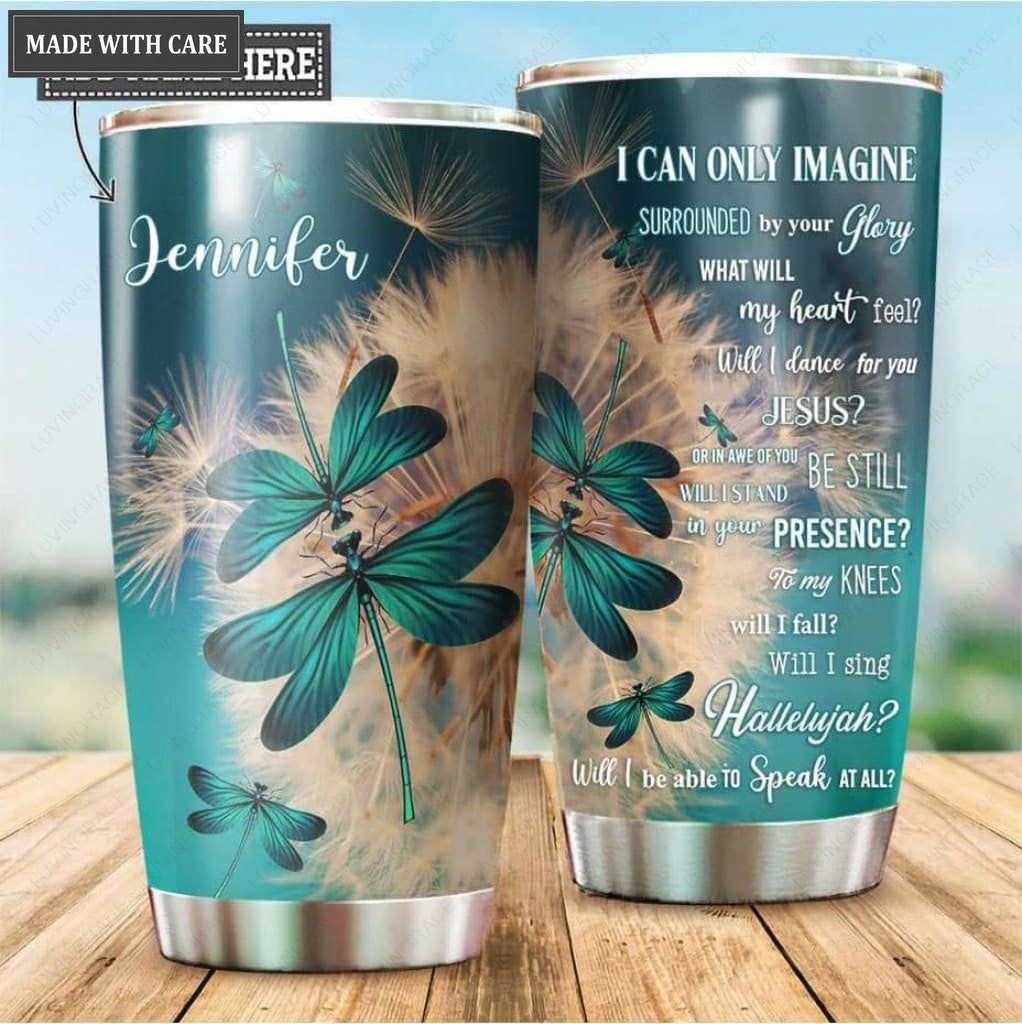 Personalized Green Dragonflies Imagine Tumbler