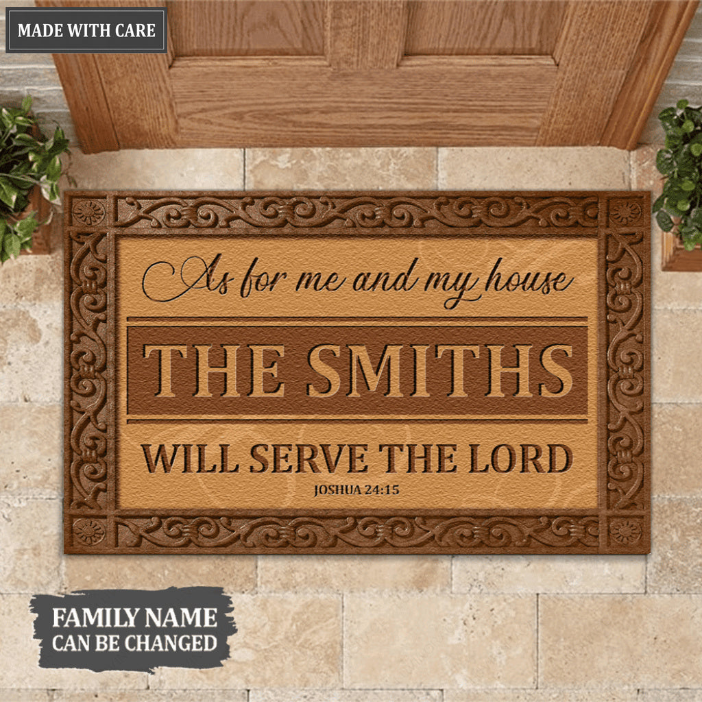 Personalized My House Serve The Lord Doormat