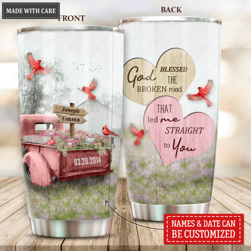 Personalized Tumbler Truck Heart God Blessed