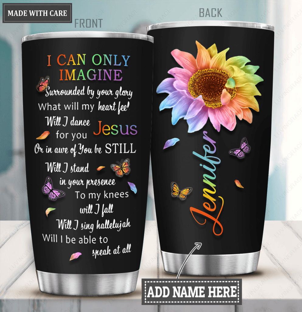 Rainbow Purple Sunflower Personalized Tumbler