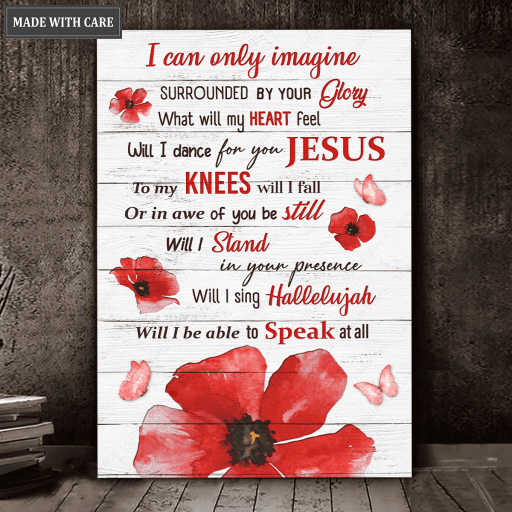Red Fllowers Imagine Around Here Wall Art