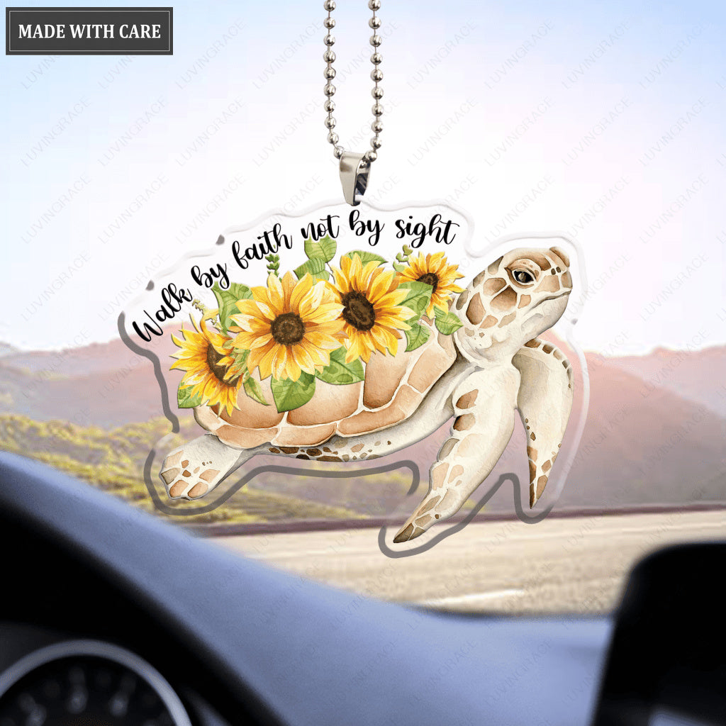 Sunflower Turtle Walk By Faith Ornament