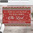 Christmas Holiday Serve The Lord Personalized Doormat