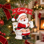 Personalized Funny Santa Claus Ornament – Custom Christmas Bathroom Decor