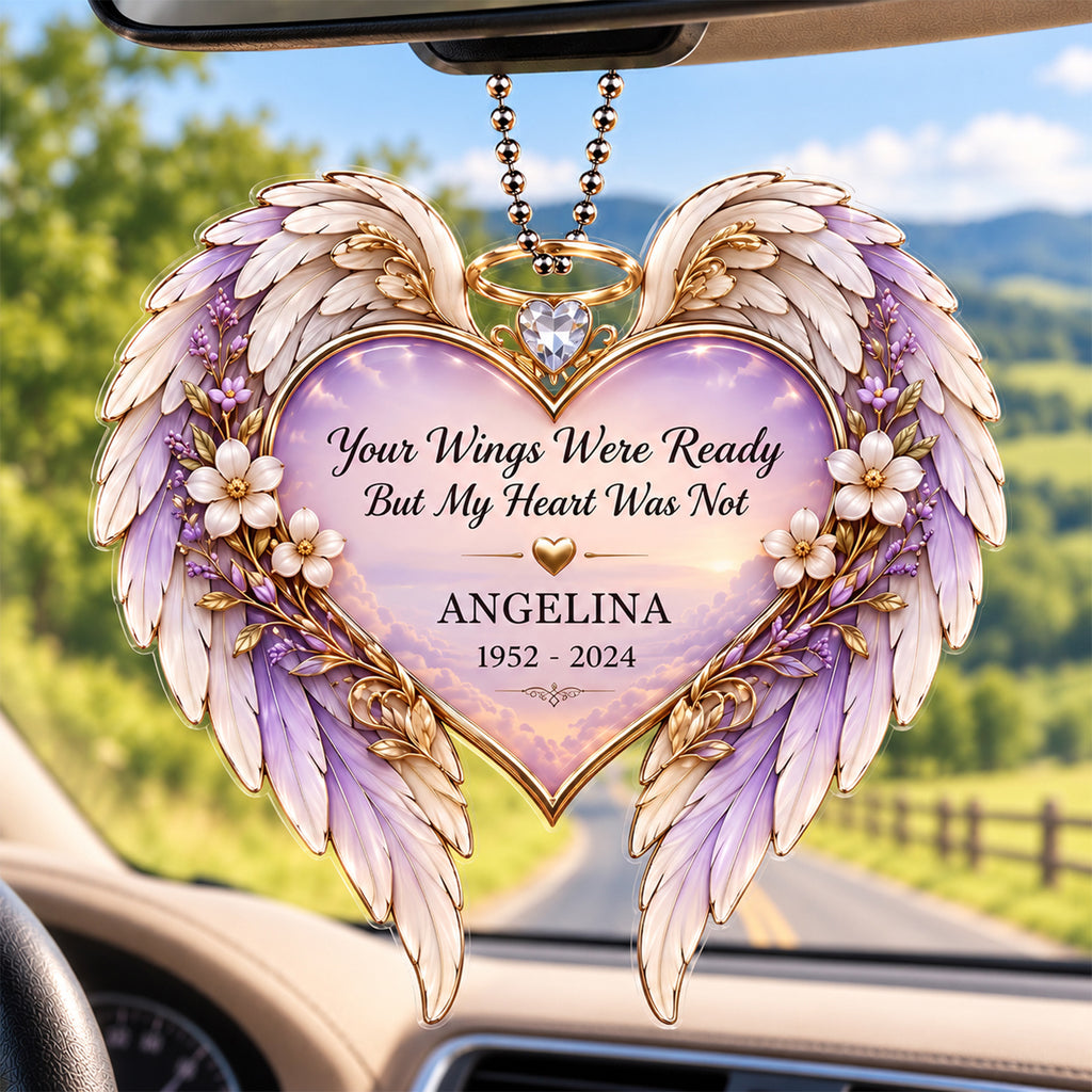 Personalized Name & Year Angel Wings Memorial Ornament - Sympathy Gift for Loved Ones