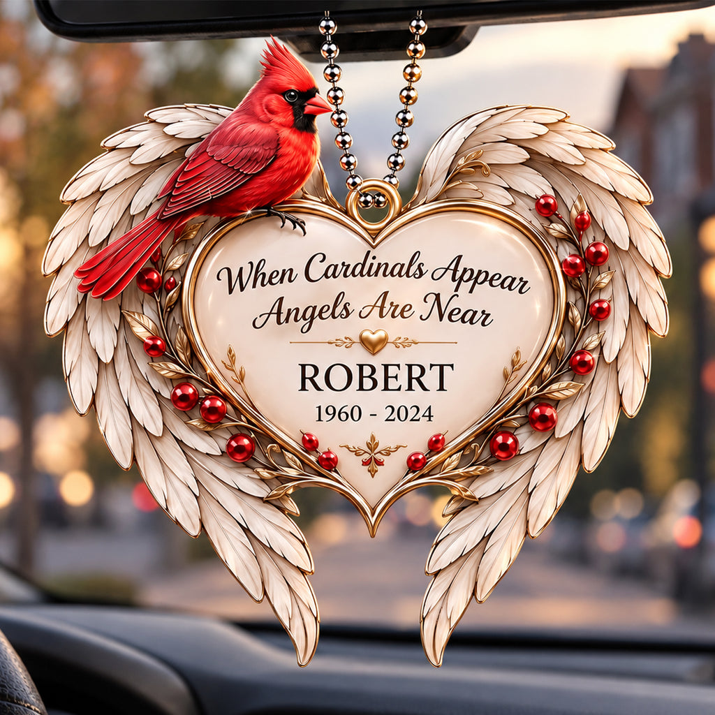Personalized Name & Years Cardinal Angel Wings Memorial Ornament – Sympathy Gift for Loss of Loved One