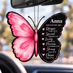 Personalized Name Black Pink Butterfly Ornament  - God Says You Are Car Ornament Gift for Her, Christian Gift for Jesus Lovers