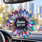 Personalized Name You Are Beautiful Sunflower Car Ornament - Inspirational Gift for Her