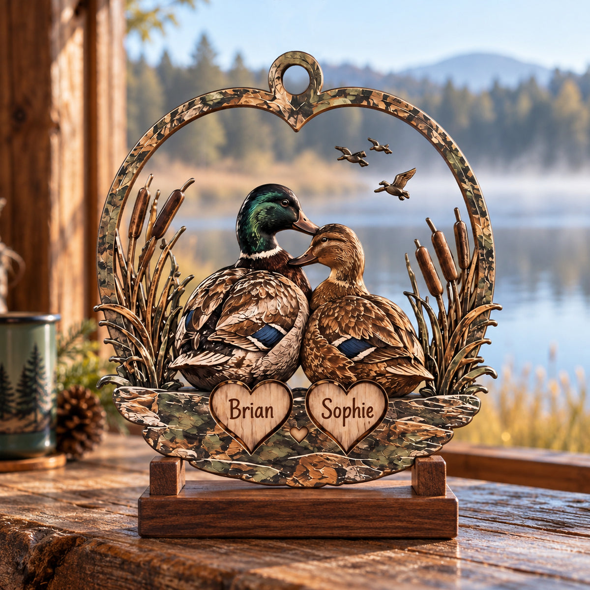 Personalized Names Camo Duck Couple Ornament - Anniversary Gift