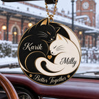 Personalized Names Yin Yang Cat Couple Ornament – Anniversary Gift for Him & Her