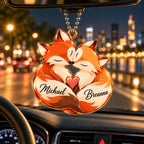 Personalized Names Loving Fox Couple Ornament – Anniversary Gift for Him & Her