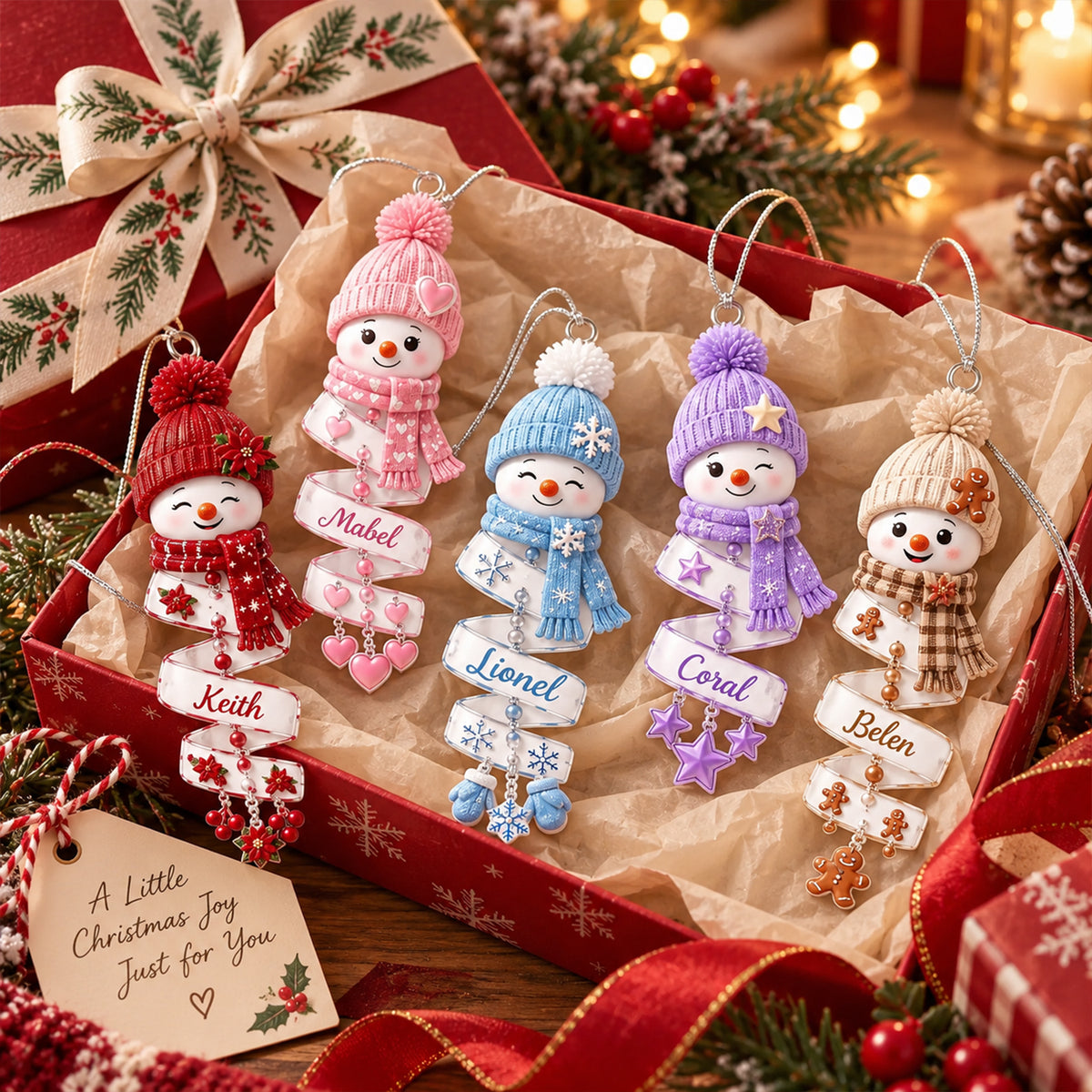 Personalized Name Snowman Xmas Ornament - Christmas Gift for Him & Her