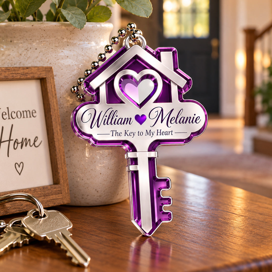 Personalized Names Key to My Heart Ornament – Romantic Couple Gift