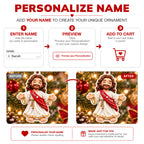 3D Raised Personalized Jesus Christmas Ornament - Christian Religious Gift