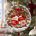 Personalized Christmas Mittens Couple Ornament – Custom Names Romantic Gift