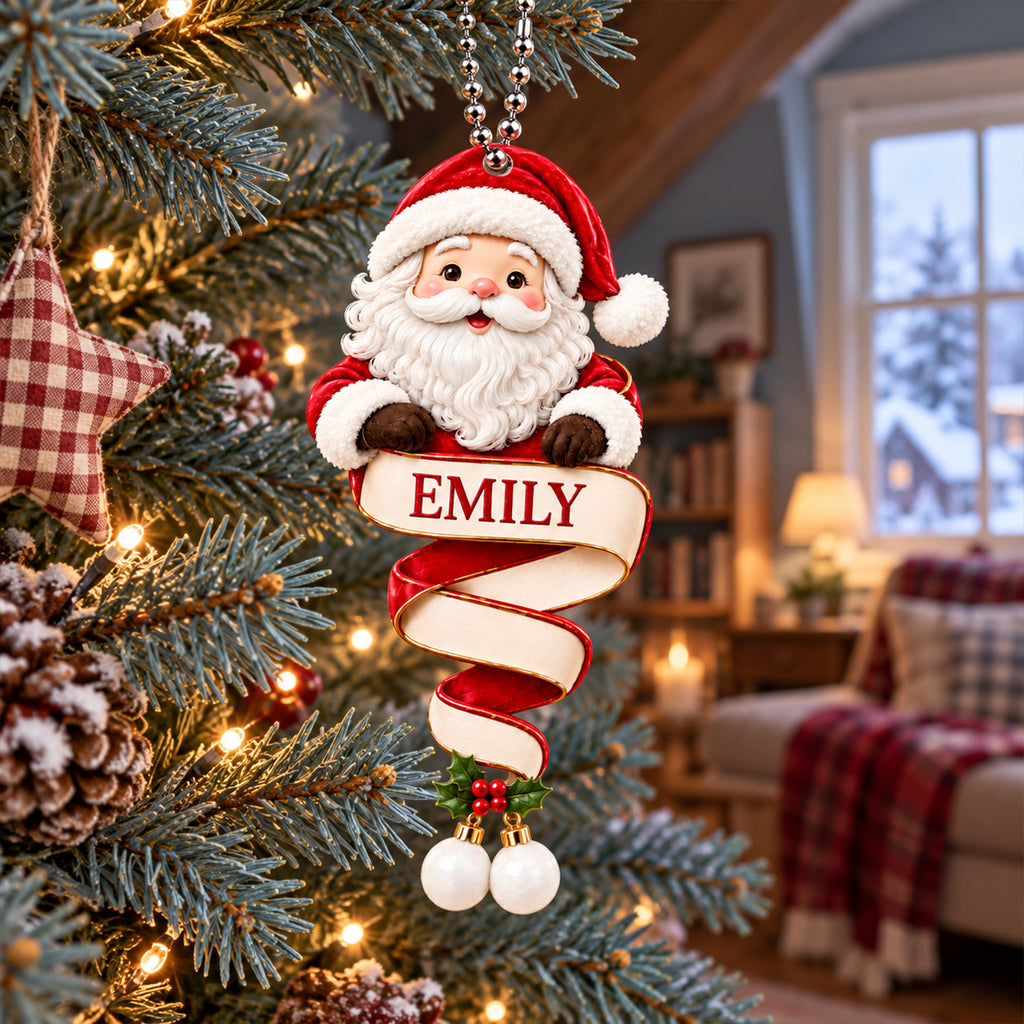 Personalized Name Santa Claus Ornament – Custom Christmas Keepsake