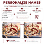 Personalized Names Cross Heart Ornament – Christian Couple Gift