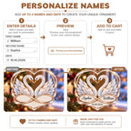 Personalized Swan Couple Ornament – Custom Names & Date Anniversary Gift