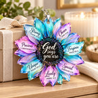 God Says You Are Loved Hologram Sunflower Car Ornament - Inspirational Christian Gift
