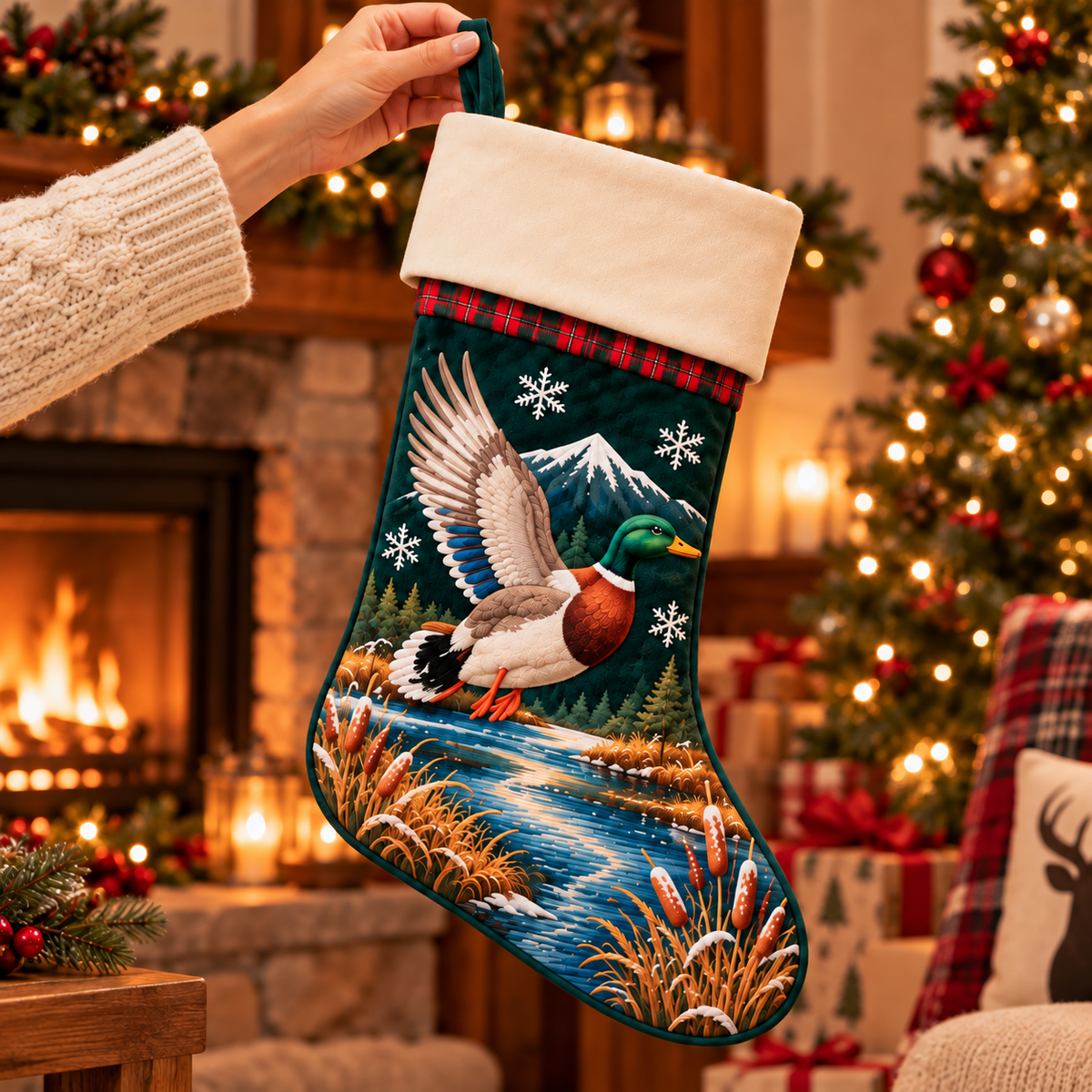 Personalized Name Mallard Duck Christmas Stocking – Hunting Christmas Gift for Hunters