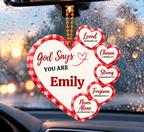 Personalized Name God Says You Are Heart Ornament – Christian Faith Gift