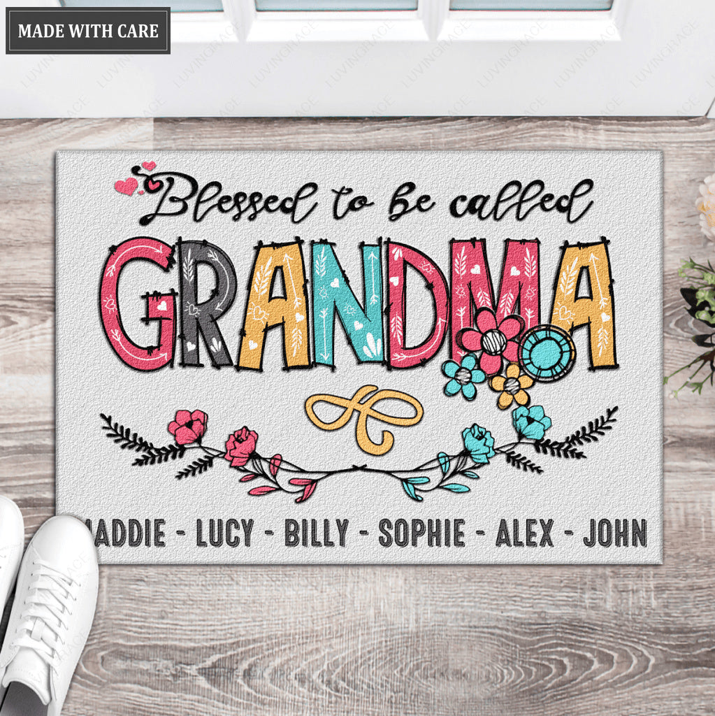 Personalized Blessed To Be Called Grandma Doormat