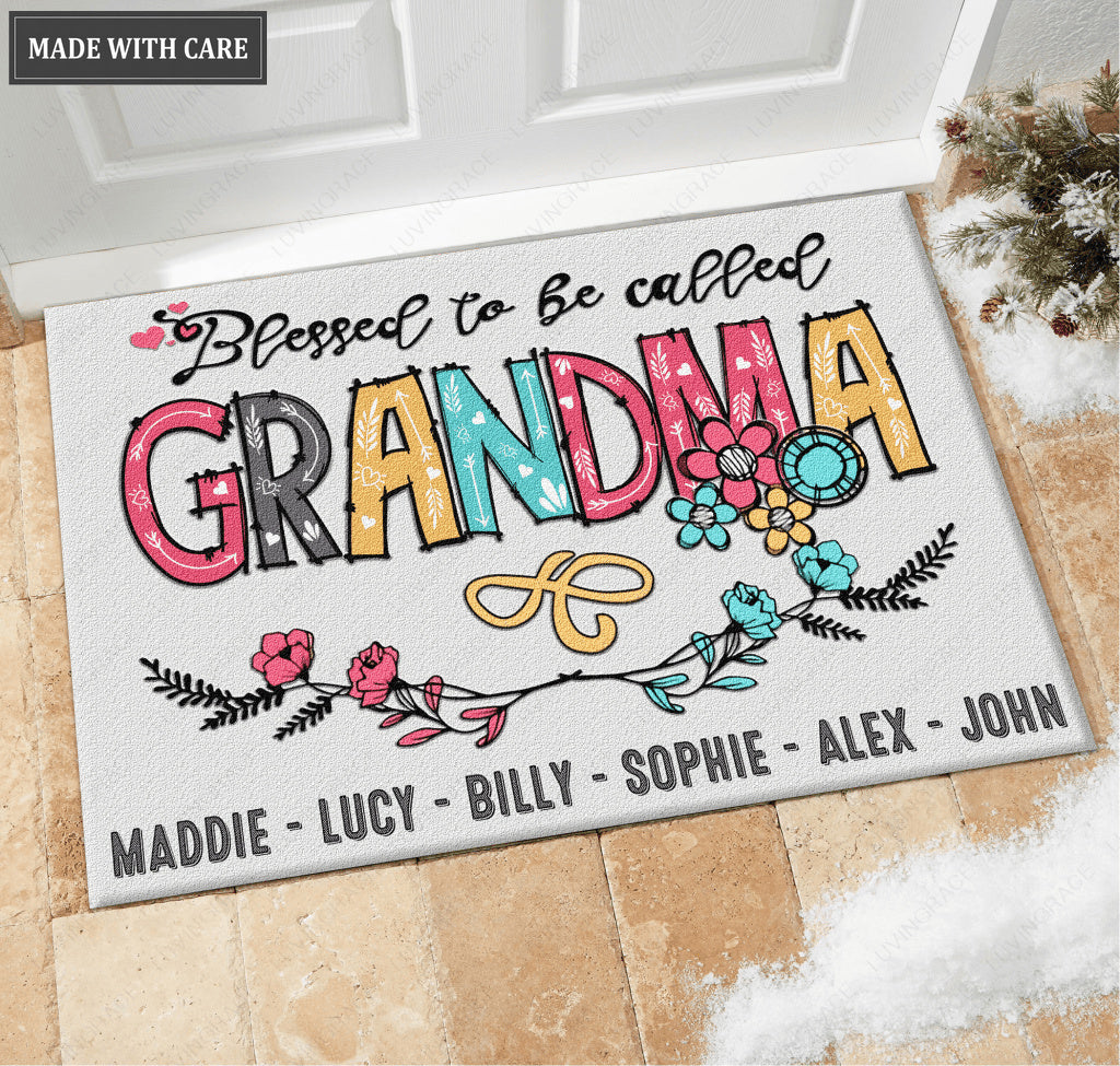 Personalized Blessed To Be Called Grandma Doormat