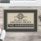 This House Is Built On Amazing Grace Personalized Doormat