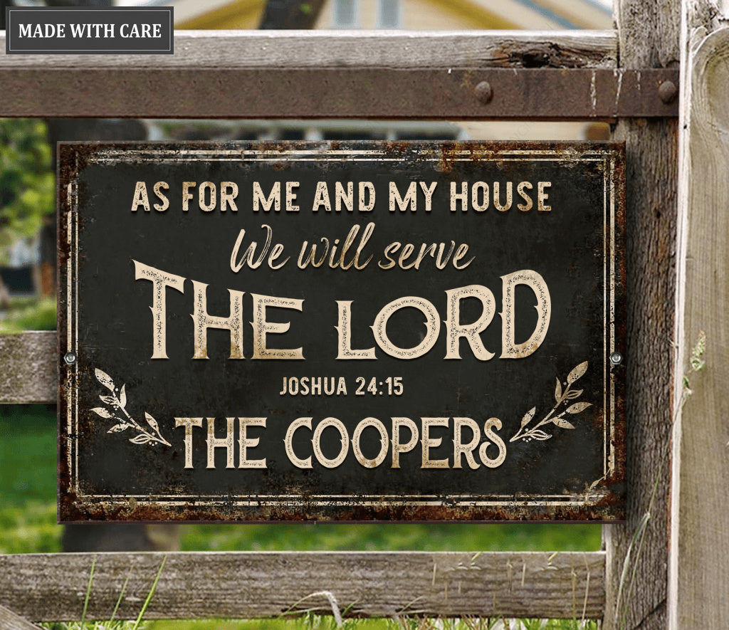 As For Me And My House Personalized Metal Sign