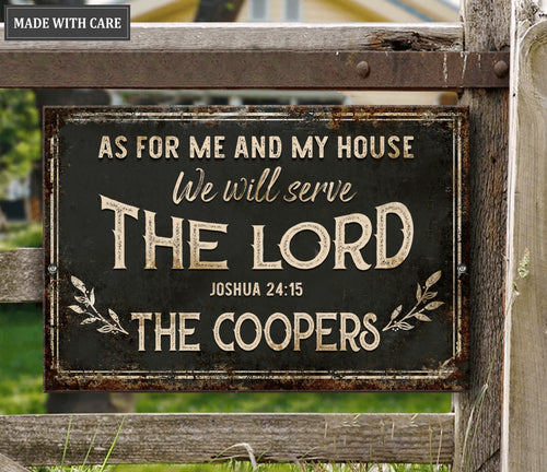 As For Me And My House Personalized Metal Sign